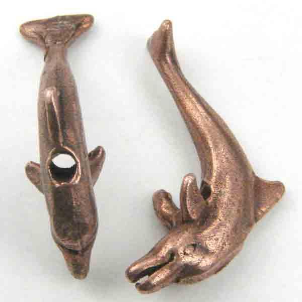 Antique Copper Plate 23x12MM Dolphin Bead