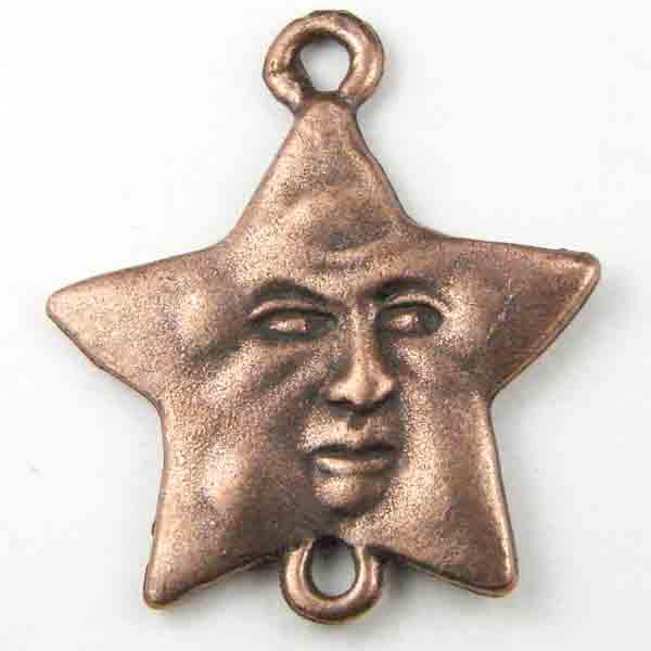 Antique Copper Plate 23x20 Star Face Connector