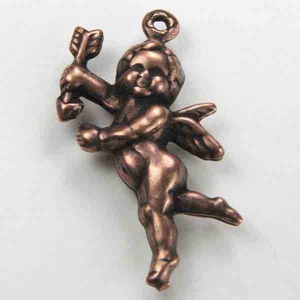 Antique Copper Plate 27x15MM Cherub 3-D