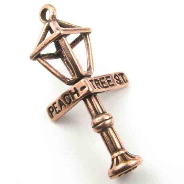 Antique Copper Plate 25X15MM 3-D Lamp Post