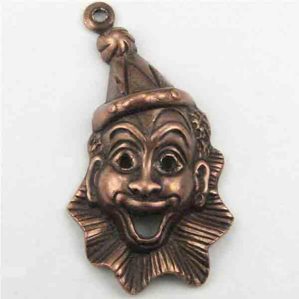 Antique Copper Plate 25x15MM Stamped Clown