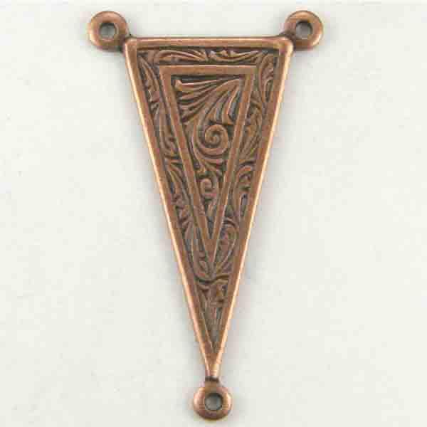 Antique Copper Plate 25x15MM Triangle 2 to 1 Connector