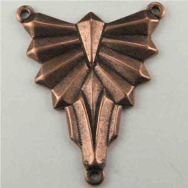 Antique Copper Plate 25x21MM Art Deco 1 to 2 Loop Chandelier Connector