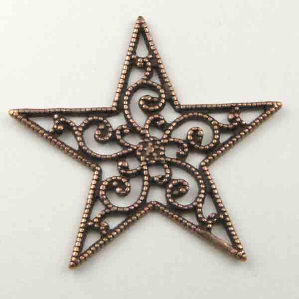 Antique Copper Plate 25x24MM Filigree Star