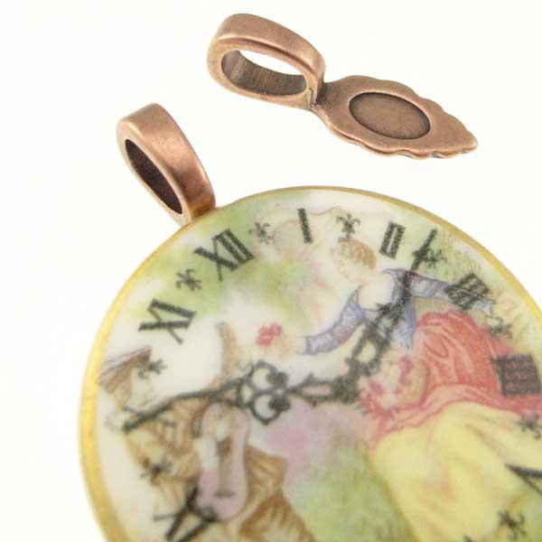 Antique Copper Plate 26MM Glue-On Leaf Bail