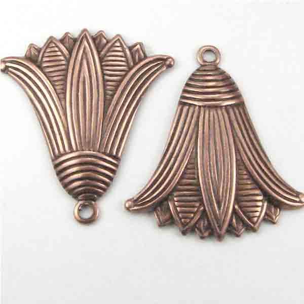 Antique Copper Plate 26x22MM Lotus Blossom