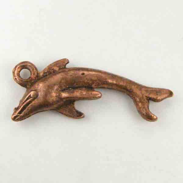 Antique Copper Plate 27x10mm Dolphin Cast