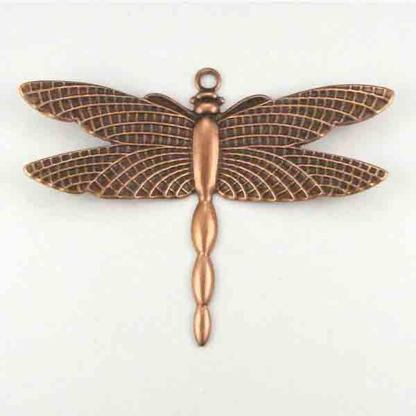 Antique Copper Plate 28x37MM Dragonfly