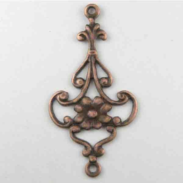 Antique Copper Plate 29x14MM Ornate Floral Chandelier Connector
