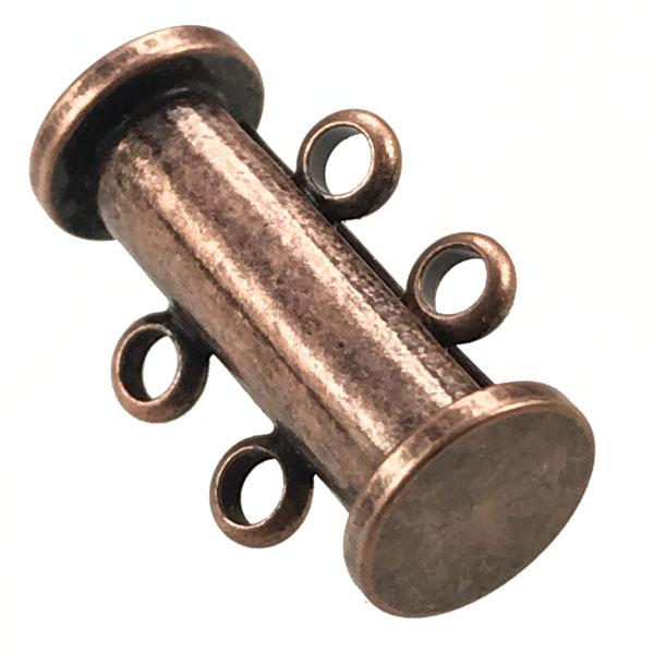 Antique Copper Plate 2 Strand 15x10MM Magnetic Tube Slide Clasp
