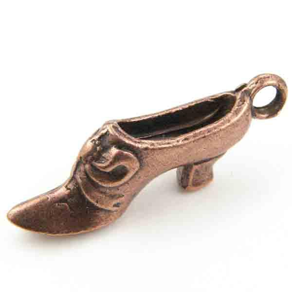 Antique Copper Plate 3-D Slipper 23X9MM