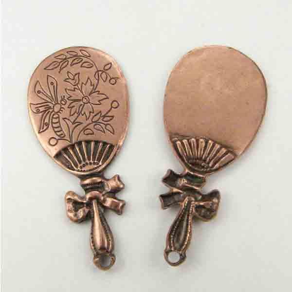 Antique Copper Plate 30x15mm Hand Mirror