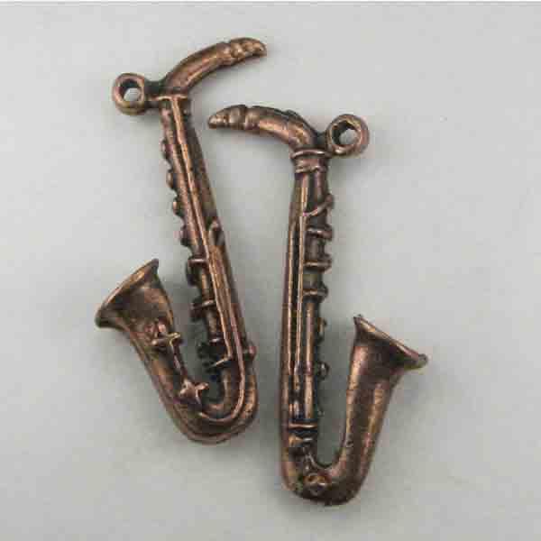Antique Copper Plate 31x18MM Saxaphone