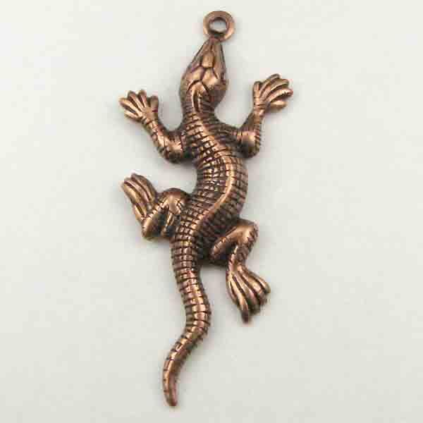 Antique Copper Plate 31x5MM Stamped Lizard