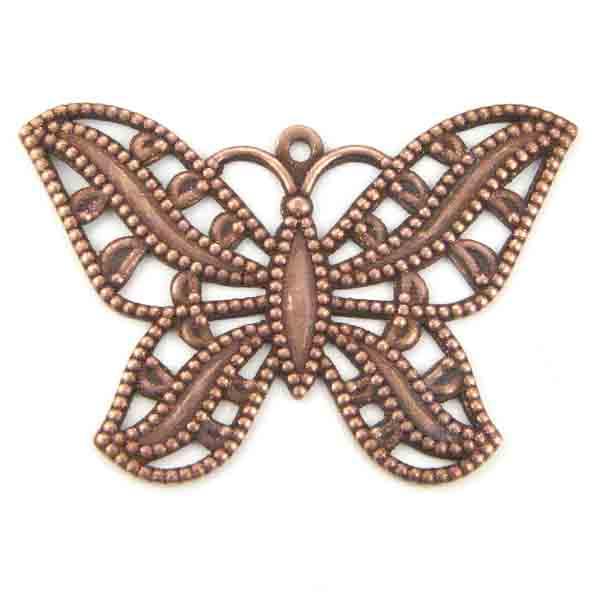 Antique Copper Plate 32x22MM Filigree Butterfly