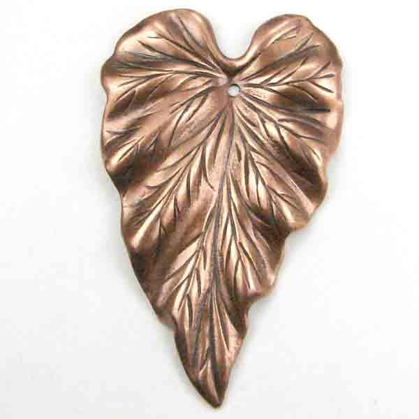Antique Copper Plate 34x21MM Leaf Veined