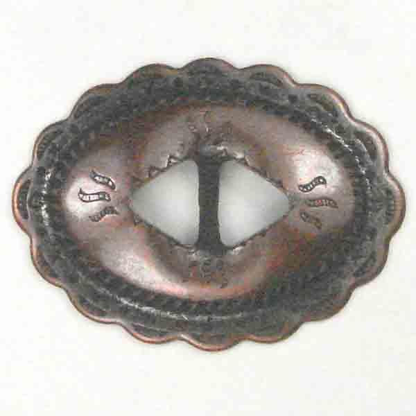 Antique Copper Plate 37X28MM Oval Scallop Concho