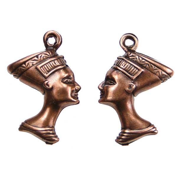 Antique Copper Plate 3D Nefertiti Bust Charm 15X9MM