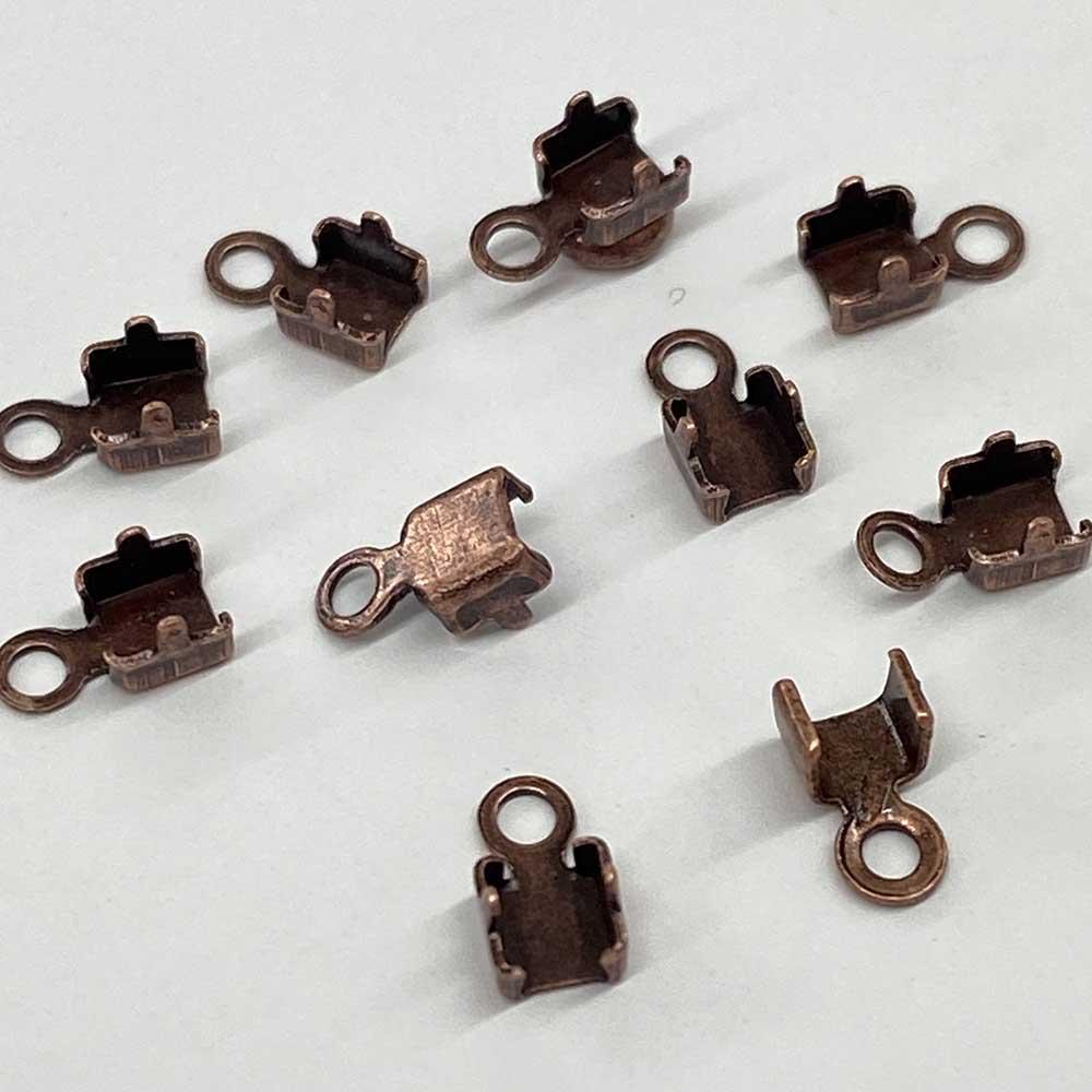 Antique Copper Plate 3MM Crimp End For Rhinestone Cup Chain