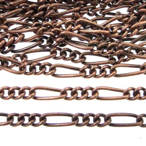 Antique Copper Plate 3MM Wide Figaro Chain Soldered