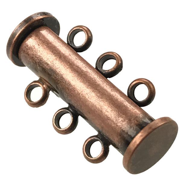 Antique Copper Plate 3 Strand 20x10MM Magnetic Tube Slide Clasp