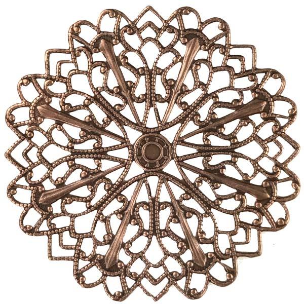 Antique Copper Plate 42MM Filigree Round