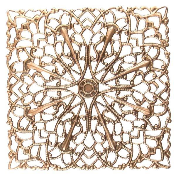 Antique Copper Plate 43MM Filigree Square