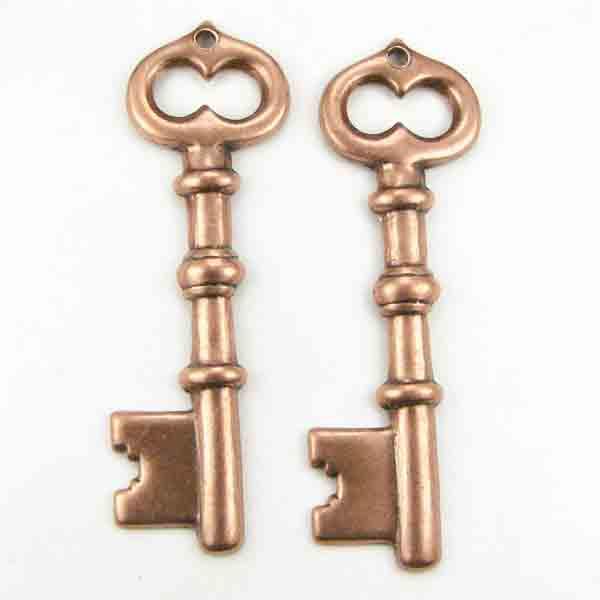 Antique Copper Plate 43X11MM Key Stamping