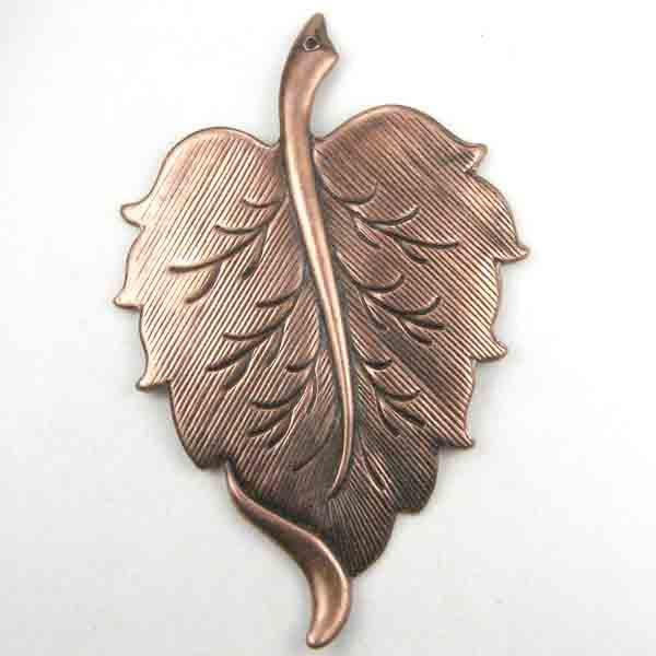 Antique Copper Plate 43x29MM Veined Leaf