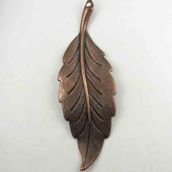 Antique Copper Plate 45x15MM Veined Leaf