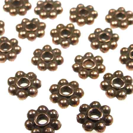 Antique Copper Plate 4MM Rondelle Spacer with Beaded Edge