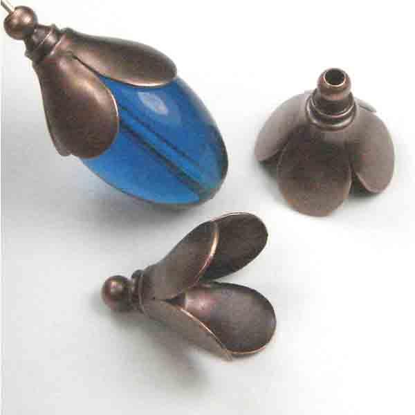 Antique Copper Plate 4 Petal Cap/Cone 15x12MM