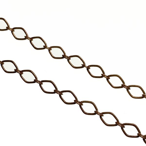 Antique Copper Plate 4x3MM Diamond Long Short Cable Chain