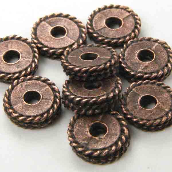 Antique Copper Plate 5x2MM Disk with Textured Edge