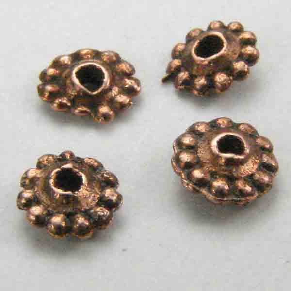 Antique Copper Plate 5x2 Rondelle Spacer with Beaded Edge