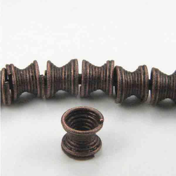 Antique Copper Plate 6X5.75MM Wound Wire Flared Cylinder