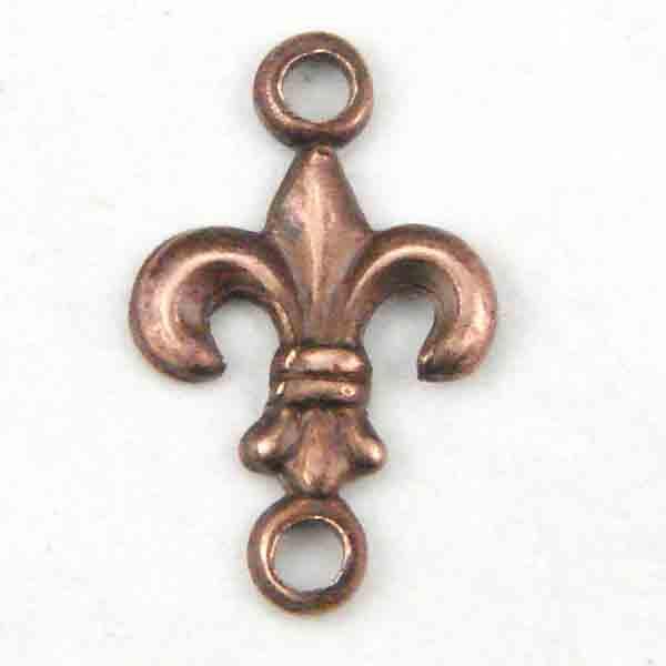 Antique Copper Plate 7MM Fleur De Lis Connector
