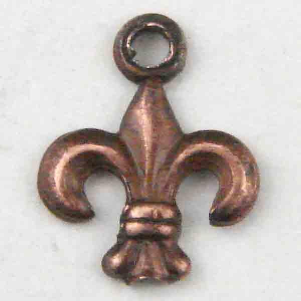 Antique Copper Plate 7MM Fleur De Lis Pendant