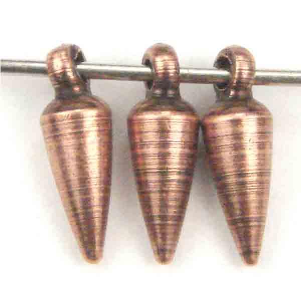 Antique Copper Plate 7X3MM Solid Plumb Bob Dangle