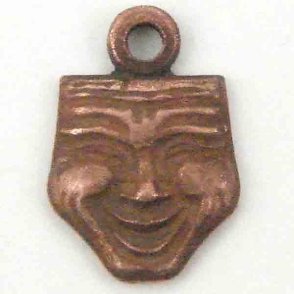 Antique Copper Plate 7x6 Comedy Mask