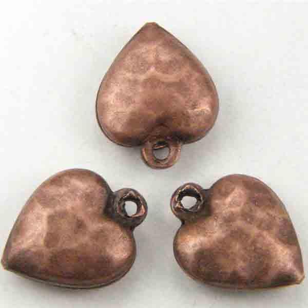 Antique Copper Plate 9MM Hammered Heart