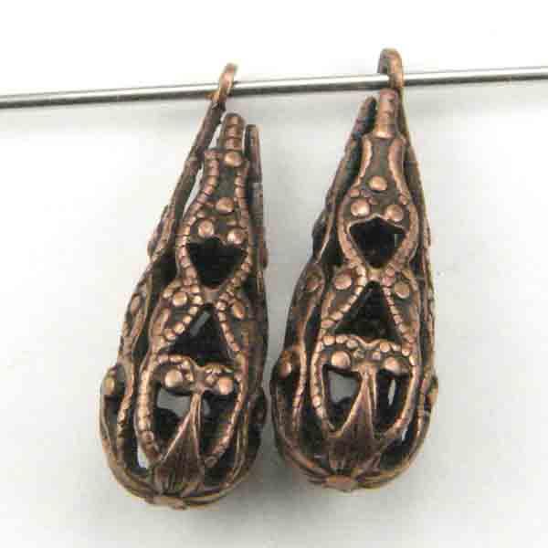 Antique Copper Plate Filigree Tear 16X6MM