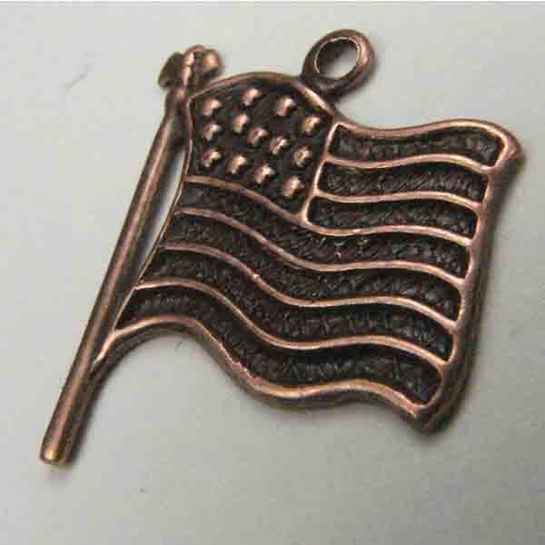 Antique Copper Plate Flag Pendant 18x16mm