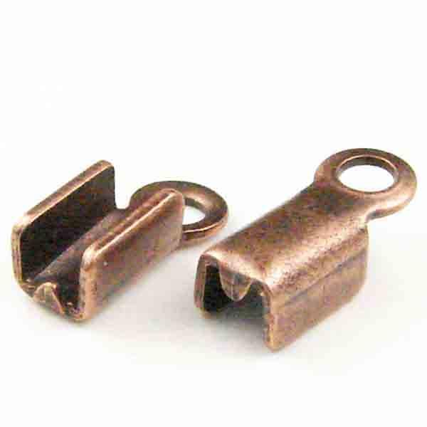 Antique Copper Plate Fold Over 2MM Cord End