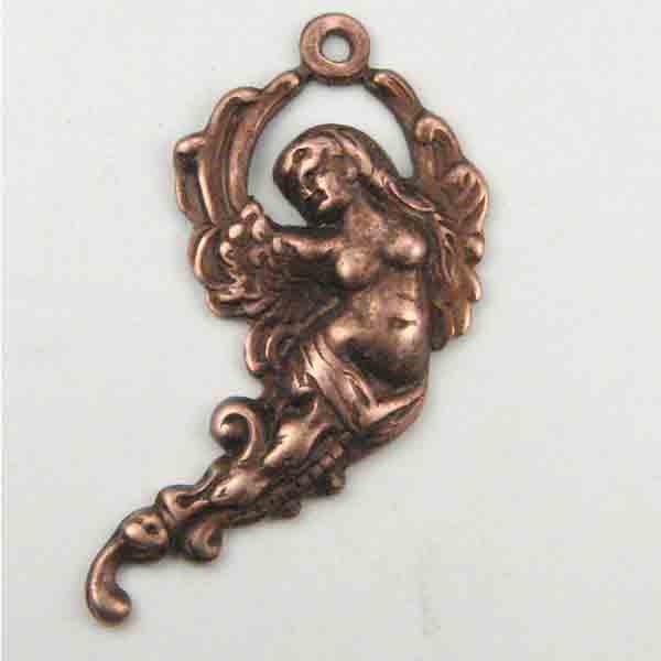 Antique Copper Plate Left Facing 28X15MM Angel