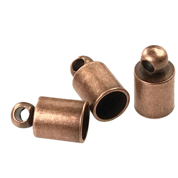 Antique Copper Plate Looped End Cap 4MM