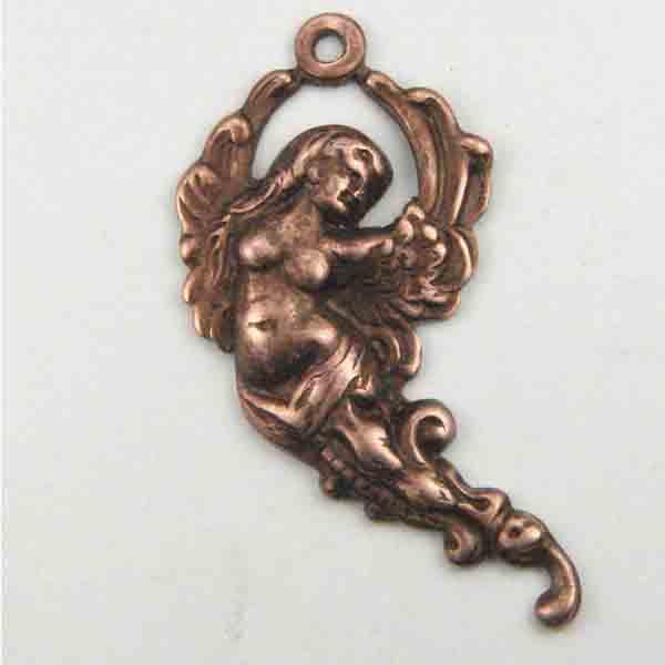 Antique Copper Plate Right Facing 28X15MM Angel