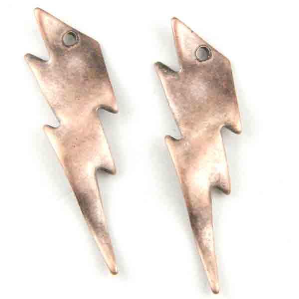Antique Copper Plate Wavy Lightening Bolt
