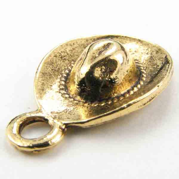 Antique Gold 17x13MM Cowboy Hat Charm Pendant