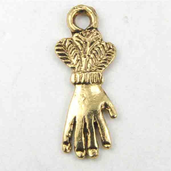 Antique Gold 17x8mm Gloved Hand